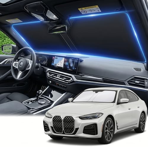for BMW 4 Series Windshield Sun Shade 2021-2025, Front Window UV Blocking Sun Visor for 430i 440i i4 M4 330i, Custom Fit Foldable Car Sunshade Accessory by AuyNeas