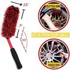 oesee Professional 4 Pack Long Handle Wheel Brush Kit for Cleaning Wheel and Tire- 2X Soft Wheel Cleaning Brush, Detailing Brush and Stiff Tire Brush, Bendable& Durable Wheel Rim Cleaner Brush Set - Image 4