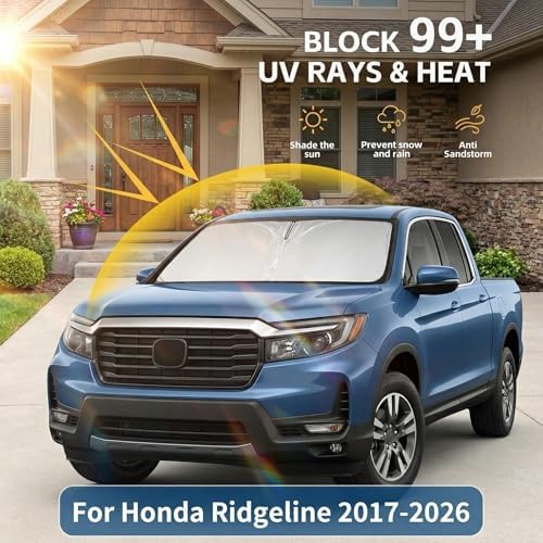 for Honda Ridgeline 2017-2024 2025 2026 Windshield Sun Shade Front Window Shade Custom Fit Ridgeline Accessories Sun Visor Foldable Shade Blocks UV Rays Summer Must Have Car Accessories - Image 2