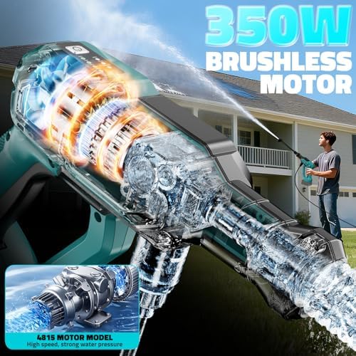 Cordless Portable Washer for Makita 18V Battery, 1000 PSI Portable Handheld Washer with Brushless Motor, 6-in-1 Nozzle, 3 Level Adjustable for Car Yard Fence Wall Clean (Battery Not Included) - Image 2