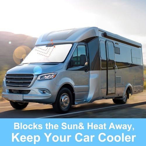 TINGLU Sun Shade for Mercedes Benz Sprinter Freightliner Cargo Crew Passenger Motorhome 2007-2024 2025 Accessories Windshield Sun Shade Window Shade UV Rays Protection Sun Visor Cover - Image 5