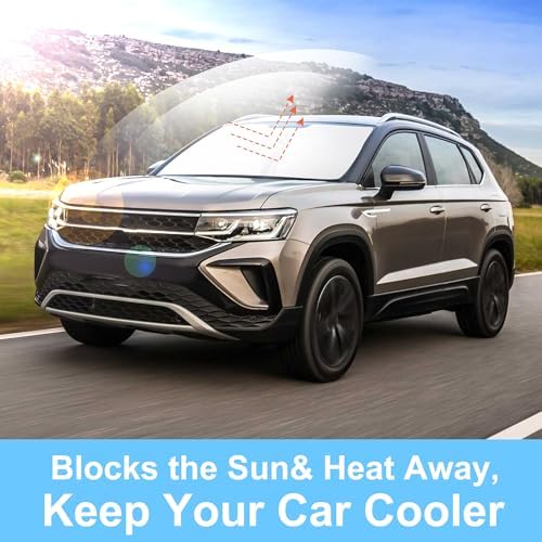 TINGLU Sun Shade for Volkswagen VW Taos 2022 2023 2024 2025 2026 Accessories Windshield Sun Shade Window Shade UV Rays Protection Sun Visor Cover with Steering Wheel Sunshade Storage Bag - Image 5