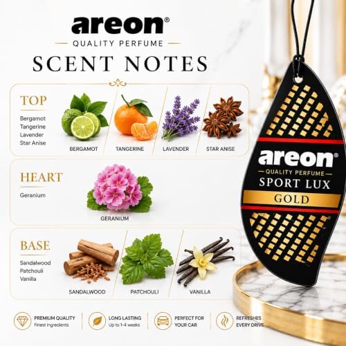 AREON SL-Gold-12 Sport LUX Cardboard Air Freshener, Gold, 12 Pack - Image 3