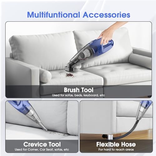 YOOHI Handheld Vacuum Cordless Rechargeable – 6000Pa Mini Hand Held Vacuum, LED Light, 20–25 Mins Runtime, USB Charging, 500ML Cup – Lightweight Small Vacuum Cleaner Cordless for Car/Office/Home - Image 3