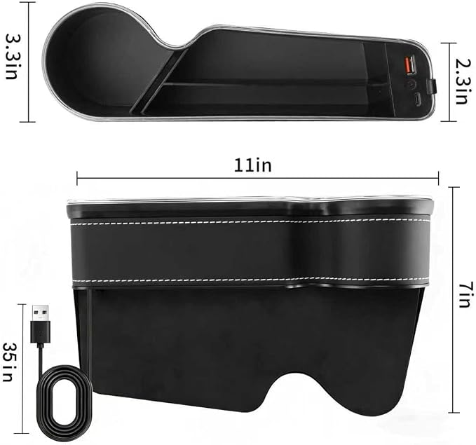 7 Colors LED Car Seat Gap Organizer with 56W Fast Charger 2 Pieces | Center Console Gap Filler with USB Type C Charging,Car Seat Organizer Cup Holder,Auto Interior Accessories with Ambient Light - Image 5
