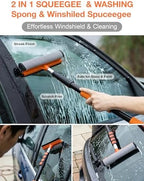 17ft Telescopic Pole with Car Wash Brush and Window Squeegee Kit, 3-12 ft Extension Pole, Bristles Wash Brush, Chenille Mop & Wash Mitt, Wheel Brush for Outdoor Cleaning Supplies for Roof, RV, Truck - Image 5