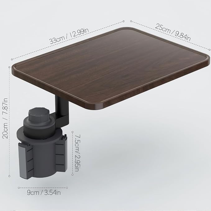Car Desk for Laptop,360° Rotating Cup Holder Table，Wood Car Tray, Car Table & Car Food Tray，Steering Wheel Tray， Car Accessories for Women & Men. Compatible with Tesla Model Y/3/S, Ford F150& Most - Image 5