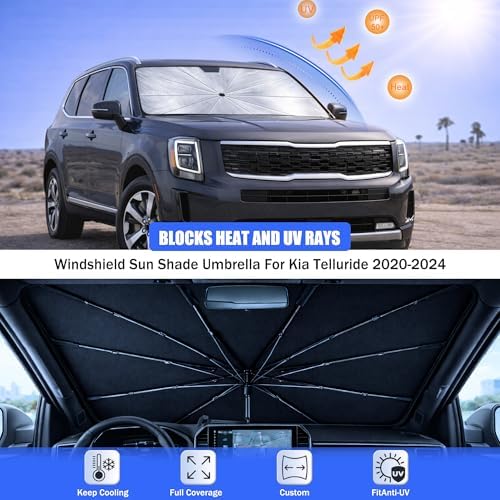 Car Windshield Sun Shade Umbrella for Kia Telluride 2020-2024 - Image 3