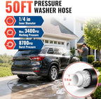 YAMATIC Pressure Washer Hose 50 FT 1/4", 3400 PSI, M22-14mm Females - Image 3