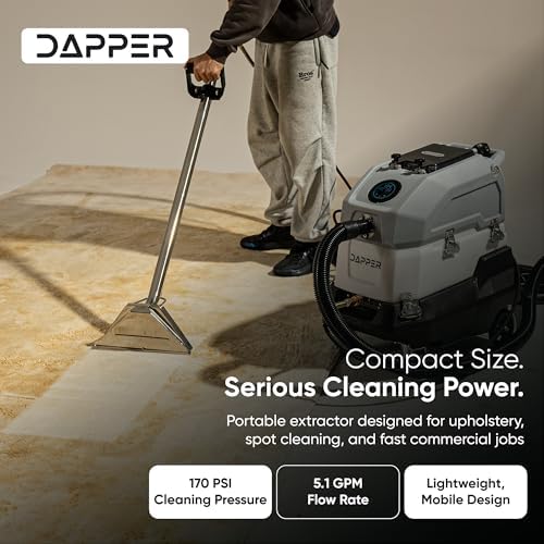 Commercial Heated Carpet & Upholstery Extractor Portable Machine, 170 PSI Hot Water Cleaner, 120 CFM Vacuum, 150°F Heater, 3 & 4 Gallon Dual Tanks for Deep Cleaning, Stain Removal, Furniture & Carpet - Image 2