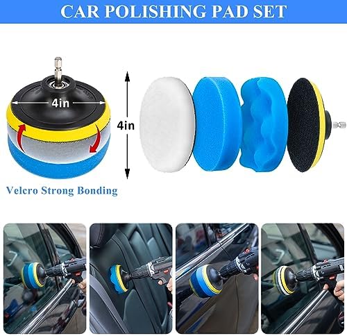 34Pcs Car Detailing Brush Set, Car Detailing Kit, Auto Detailing Drill Brush Set, Car Detailing Brushes, Car Wash Cleaning Tools Kit for Interior, Exterior, Wheels, Blue - Image 3