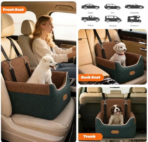 ALL GOOD PET SUPPLIES Dog Car Seat for Small/Medium Dogs Under 35lbs | Soft Memory Foam Booster Car Seat with Detachable Washable Cover and Cushion, Puppy Dog Bed - Image 5