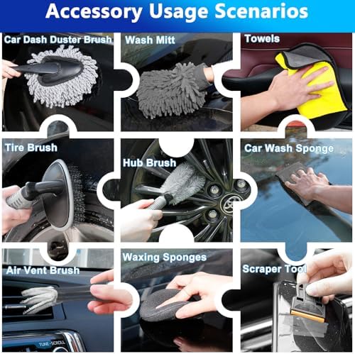 THINKWORK Car Wash Detailing Kit with 62'' Car Wash Mop & Detailing Brushes - Image 7