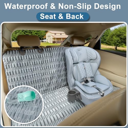 Dog Car Seat Cover, Soft Plush Waterproof Back Seat Protector,Grey | Non-Slip Backing, Full Bench Coverage, Hair, Dirt & Scratch Defense, Machine Washable, Fits Cars, SUVs & Trucks - Image 3