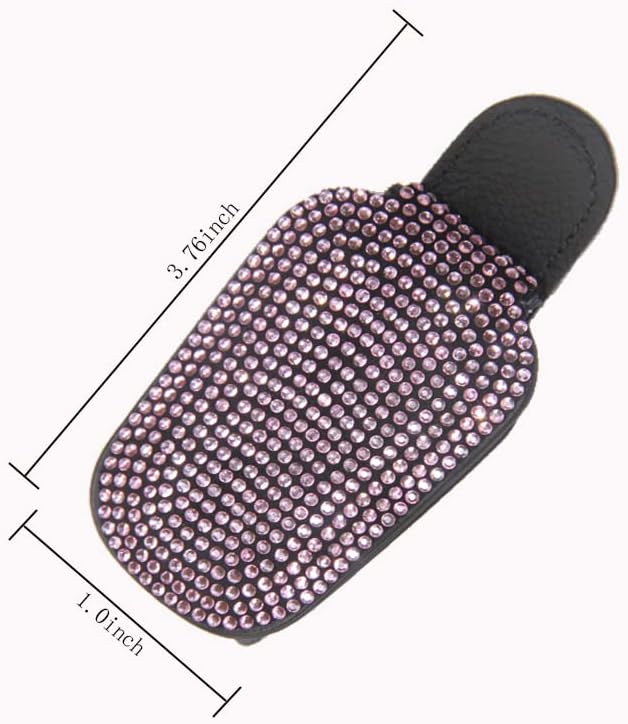 ACODABLEM Bling Car Glass Holder Sun Visor, Bling Crystal Rhinestone Sunglasses Magnetic Holder Mount Universal Eyeglasses Hanger Clip, Ticket Card Clip for Car, Car Sun Visor Accessories (Pink) - Image 6