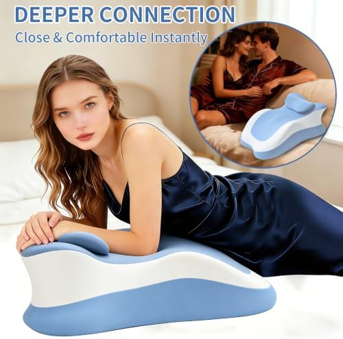 Intimacy Pillow Wedge - Sweet Spot Pillow for Couples, Memory Foam Ergonomic Support Cushion, Multi-Position Couples Pillow, Removable Washable Cover for Relaxation & Play (Blue Grey) - Image 6