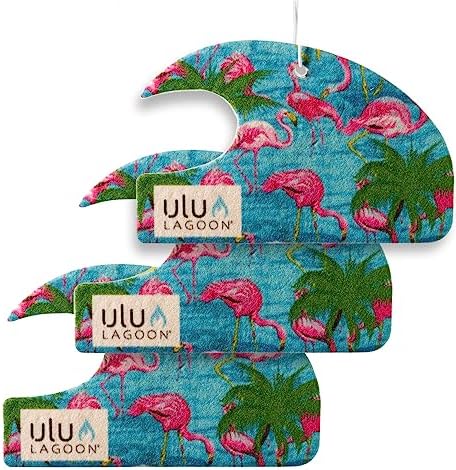 ulu Lagoon Hanging Car Air Freshener | Tropical Beach Coconut Surf Wax Scent Mini Wave | Long Lasting Car Freshener, Closet and Beyond | Made In USA | 3 Pack (Miami) by uluLAGOON
