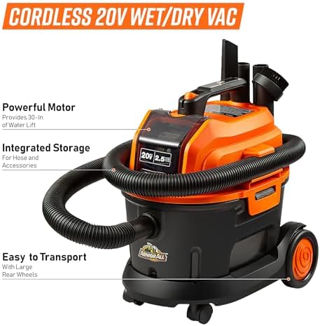 Armor All DAA202W 0901 2.5 Gal 20V Max Cordless Wet/Dry Vac Orange/Black - Image 2