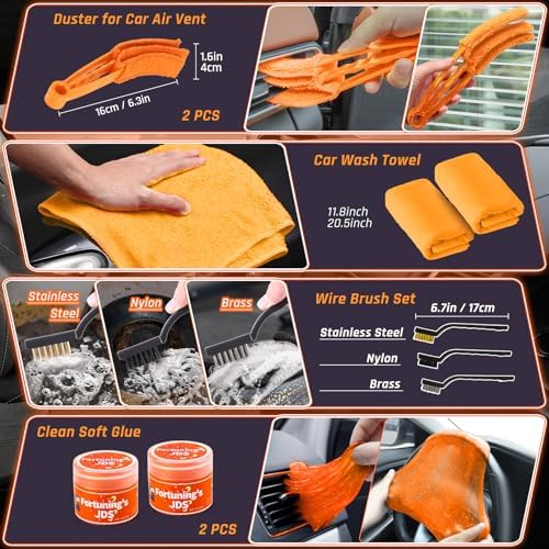 61 PCS Car Detailing Kit Interior Cleaner, Auto Detailing Kit, Car Vacuum Car Interior Detailing Kit, Car Wash Kit with Bucket Detailing Brush Set Car Accessories for Motorcycle, Cars, Bikes, Wheels - Image 5