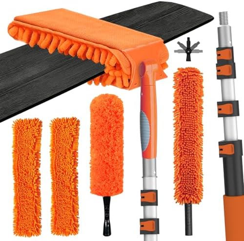 LAANPOLE 26FT Reach Ceiling Fan Cleaner Duster, Fan Blade Cleaner Kit with 5-20FT Extension Pole, Microfiber Duster & Replaceable Cleaning Cloth for Blades, Ceiling, Furniture by LAANPOLE