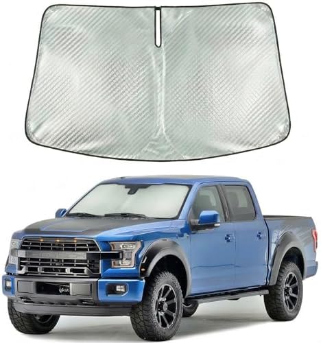 Windshield Sun Shade Custom Fit for 2021-2026 Ford F150, Advanced Diamond-Patterned Heat Shield to Block UV Rays, Foldable Truck Window Visor, Precise Mirror Cutout by Giselia