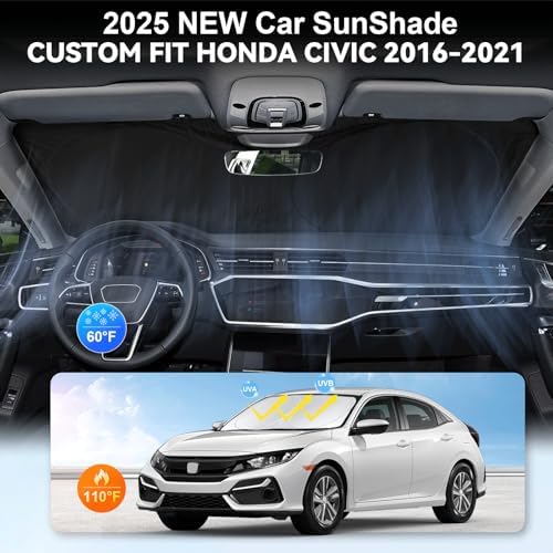 Windshield Sunshade for 2016-2021 Honda Civic Front Window Shades Sun Visor - Image 4