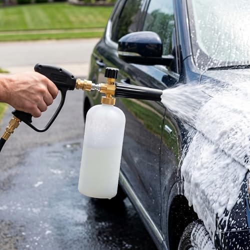 Fasmov Foam Cannon, Car Wash Pressure Washer Jet Wash 1/4" Quick Connector Adjustable Snow Foam Lance Foam Blaster, 1 Liter - Image 5