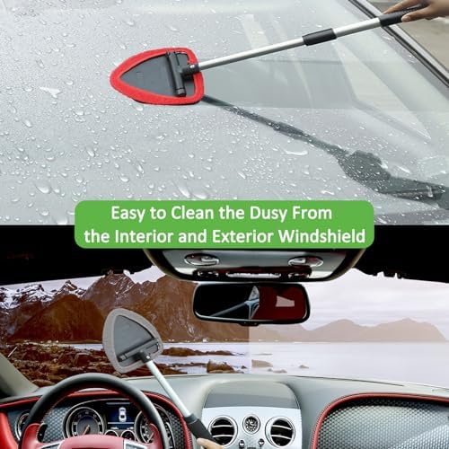 Beieverluck 3 Pieces Windshield Cleaning Tool Inside Car Window Cleaner Cleaning Tool with Extendable Handle, 9 Microfiber Pads and 3 Spray Bottles Car Auto Glass Wiper Kit - Image 6