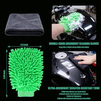 13PCS Motorcycle Cleaning Kit, Motorcycle Detailing Kit Overall Cleaner Tools Car Washing Brush Rims Cleaning Kit Chain Tire Wheel Brush Set Chain Tire for Car Bike Motorbike (Green) - Image 4