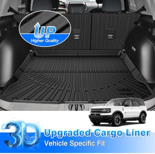 Bronco Cargo mat - Trunk Mat for Ford Bronco Sport 2021-2026(Only for Sport/w/Full Size Spare Tire), All Weather Trunk Mat & Backrest Mat for Bronco Accessories, Heavy Duty Rubber Mats - Image 2