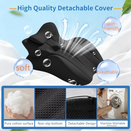 Memory Foam Wedge Pillow with Chest Pressure Relief Area- Black - Image 7