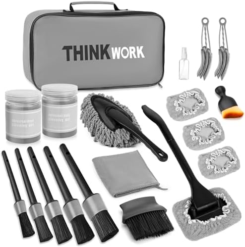THINKWORK Windshield Cleaner Tool, Detailing Kit Interior with Brush Set by THINKWORK
