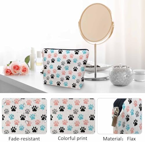Makeup Bag Dog Paw Makeup Bags For Purse Pouch, Colorful Cat Paws Dogs Print Travel Toiletry Bag Cosmetic Bag Makeup Bags Flax Makeup Organizer Bag Pencil Pouch For Man Woman - Image 5