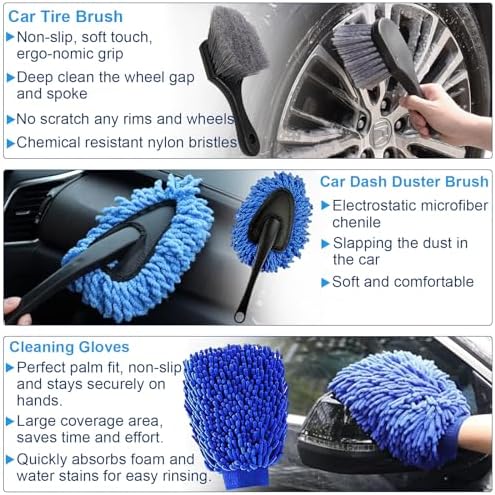 26PCS Car Detailing Kit, Car Detailing Brush Set, Car Cleaning Kit, Auto Detailing Tools for Interior Exterior Wheels, Professional Car Wash Accessories with Windshield Cleaning Tool and Storage Bag - Image 3