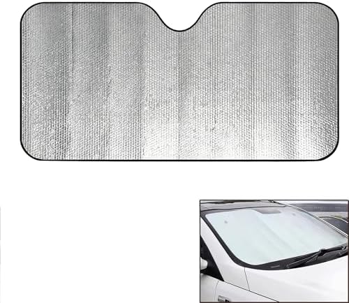 1 PC Foldable Windshield Sun Shade, Reflective Sun Protector for Front Window, Heat Blocking Car Sunshade, Universal for Most Cars, Trucks, SUVs (Silver) by Unknown