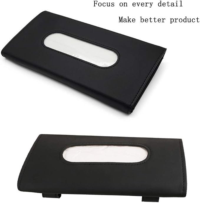 Carstuus Car Tissue Holder, Sun Visor Napkins Holder, Car Accessories | Black Car Tissue Dispenser with Tissues, Easy Refill, Universal Fit Most Vehicles, Car Interior Accessories, Cars Essentials - Image 4