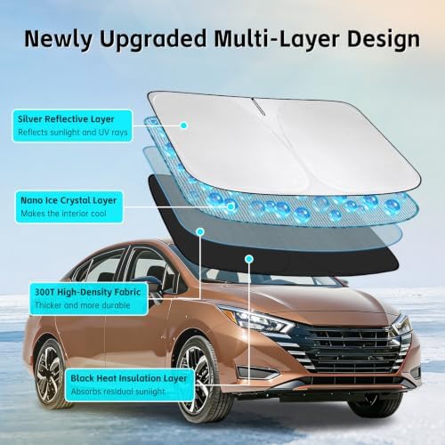 Windshield Sun Shade for Nissan Versa 2020-2026 Sunshade - Image 3