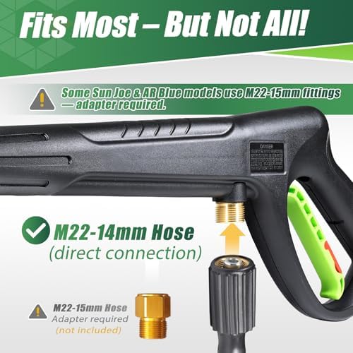 Pressure Washer Gun Wand & 3-in-1 Adjustable Nozzle, M22-14mm - Image 5