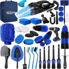 Qydipclin 38PcsB Car Detailing Kit, Car Detailing Brush Set, Car Wash Cleaning Kit, Car Detailing Brushes, Professional Car Care Kit for Interior Exterior Wheels, Blue by Qydipclin