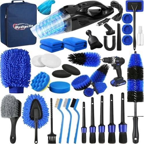 Qydipclin 38PcsB Car Detailing Kit, Car Detailing Brush Set, Car Wash Cleaning Kit, Car Detailing Brushes, Professional Car Care Kit for Interior Exterior Wheels, Blue by Qydipclin