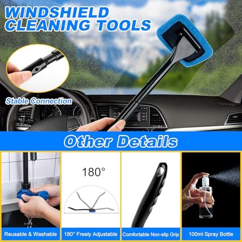 Car Wash Detailing Kit Cleaning Set with Foam Gun Sprayer, Long-Handle Brush, Large Wash Mitt, Towels, Complete Interior & Exterior Car Washing Supply Set (Blue) - Image 7