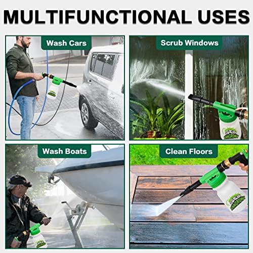anngrowy Car Wash Foam Gun Soap Car Wash Foam Cannon for Garden Hose Foam Sprayer Car Wash Soap Foam Gun Hose Foam Cannon Blaster Hose Foam Cannon Gun Quick Connector to Any Garden Hose (Green) - Image 6