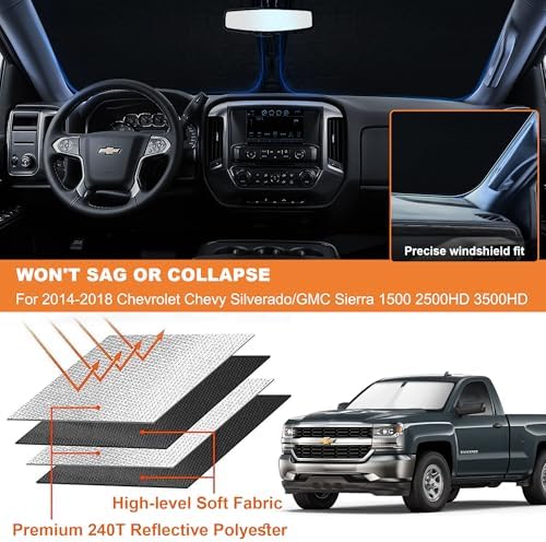 Foldable Front Windshield Sunshade fit for Chevrolet Silverado 2014-2019 - Image 6