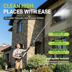 TOR 24 FT Telescoping Pressure Washer Wand with Pressure Washer Extension Wand,Gutter Cleaner Attachment, Pressure Washer Telescoping Wand with 5 Spray Nozzle Tips, 2 Hose Inlet Adapters, Brush Head - Image 3