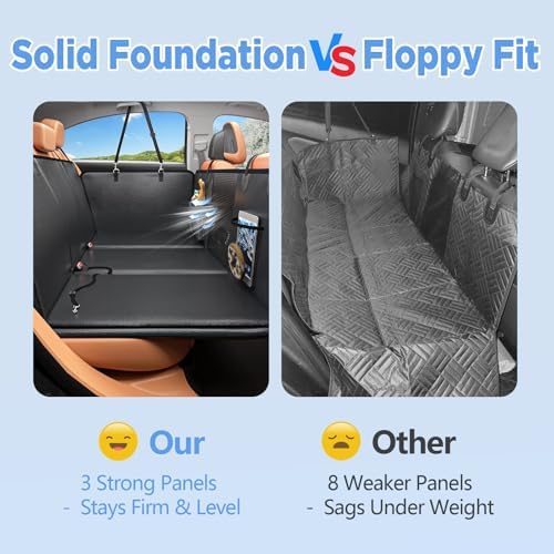 HOB4U Back Seat Extender for Dogs, Hard Bottom Dog Car Seat Cover | 100% Waterproof PU Leather, Scratch Proof and Anti Slip Dog Hammock for Cars and SUVs, Holds 400 lbs - Image 4