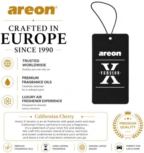 AREON X Californian Cherry Paper Hanging Car Air Freshener - Pack of 12 - Image 6