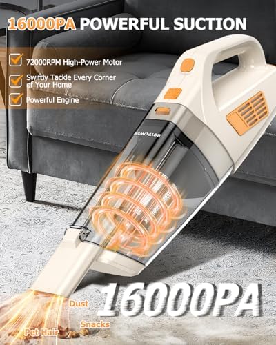 BQYPOWER 16000PA Handheld Vacuum Cleaner Cordless Rechargeable for Car Home - Image 2