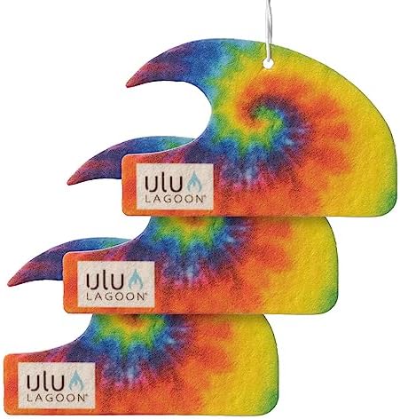 ulu Lagoon Hanging Car Air Freshener | Tropical Beach Coconut Surf Wax Scent Mini Wave | Long Lasting Car Freshener, Closet and Beyond | Made In USA | 3 Pack (Hippy) by uluLAGOON