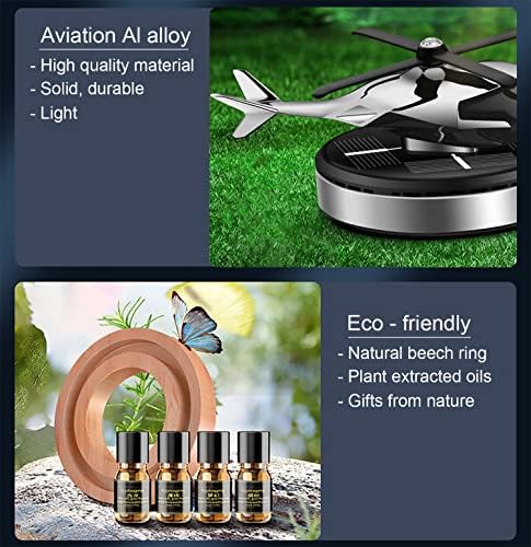 Car Air Freshener, Helicopter Solar Powered Al Alloy Diffuser, Home & Car Interior Décor | Silver - Image 3