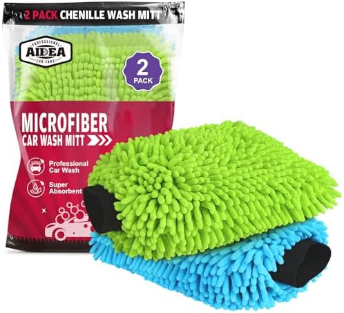 AIDEA Car Wash Mitt Microfiber, 2PK, Car Wash Brush, 7.12''X10.14'' by AIDEAHOME